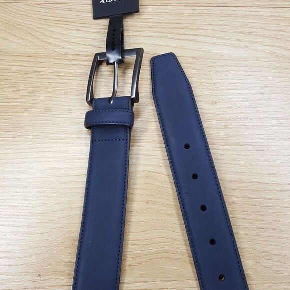 ALFANI Belt Mens Size Small 30 32 Blue Faux Nubuck Leather Classic Dress Casual - Picture 1 of 6